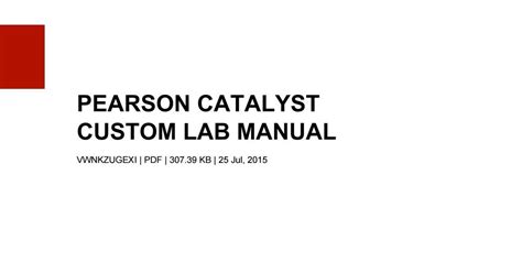 Read Online Catalyst Custom Laboratory Manual By Pearson 