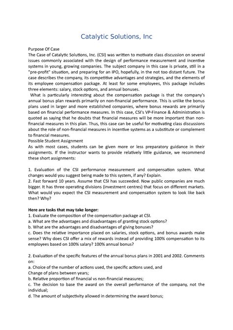 Catalytic Solutions Inc Case Study