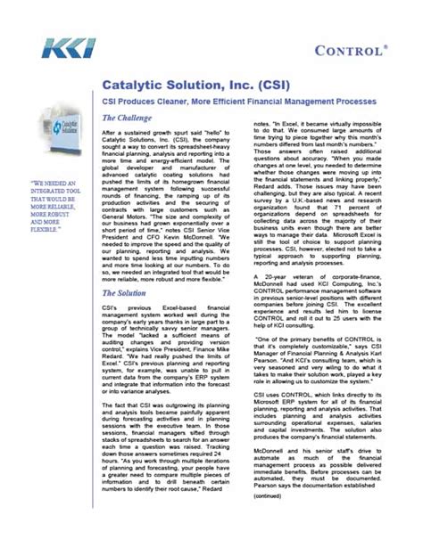 Read Online Catalytic Solutions Inc Case Study 