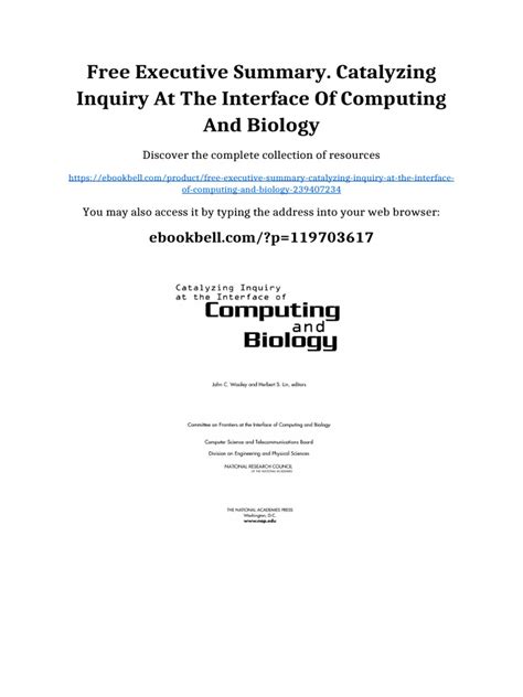 Catalyzing Inquiry At The Interface Of Computing And Biology