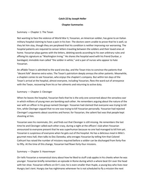 Catch 22 Chapter Summary