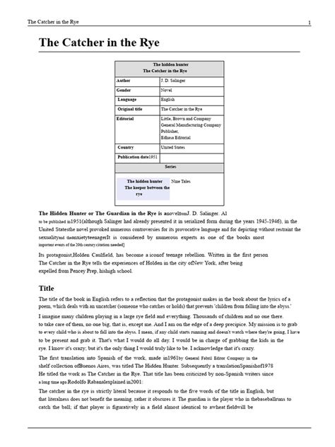Catcher In The Rye Overview