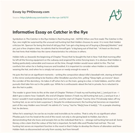 Full Download Catcher In The Rye Research Paper Topics 