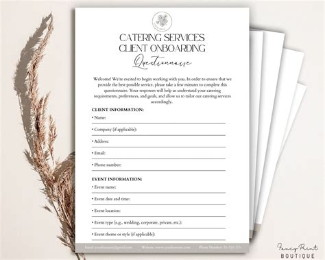 Catering Client Evaluation Form