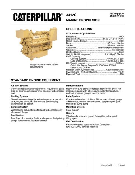 caterpillar 3412 marine engine specifications