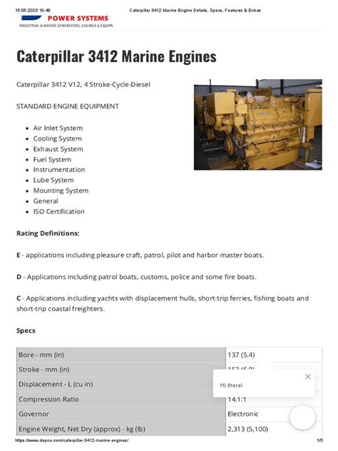 Read Caterpillar 3412 Engine Specs 