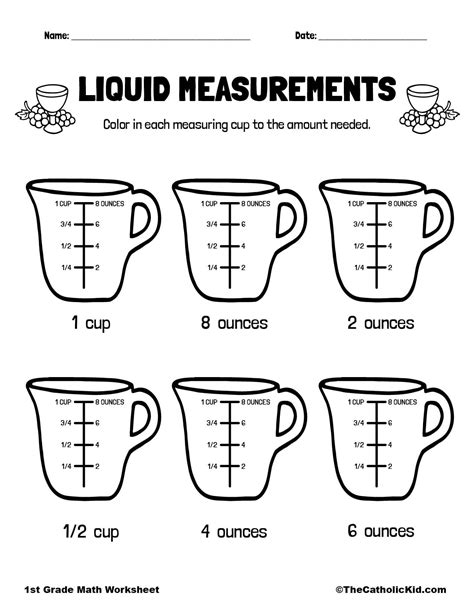 Catholic Themed Liquid Measurements Worksheet Liquid Measurements Worksheet - Liquid Measurements Worksheet