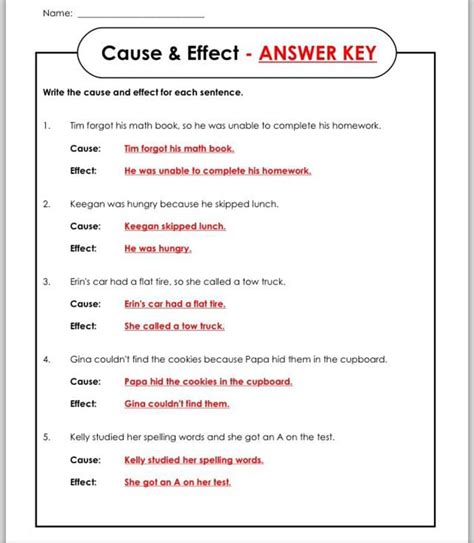 Cause And Effect Answer Key Patricia Ackert