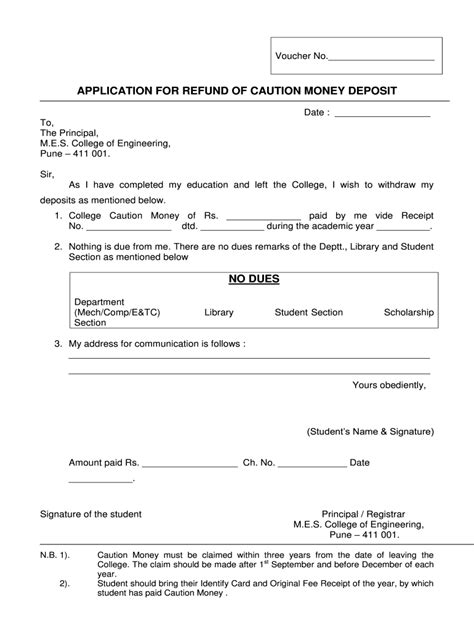 Caution Money Application