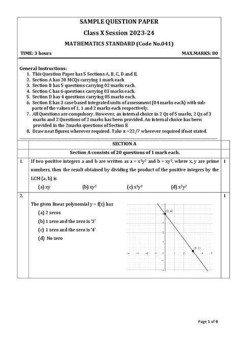 Cbse 10th Maths Sample Papers Sa2