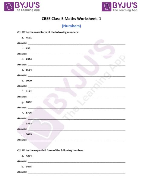Cbse 5th Class Maths
