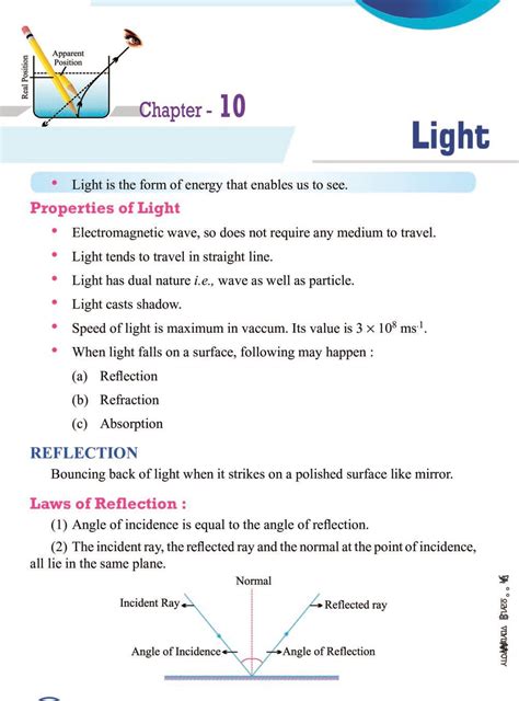 Cbse Class 10 Physics Light Reflection And Refraction Light Reflection Worksheet - Light Reflection Worksheet