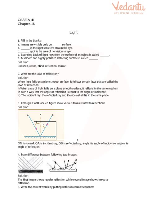 Cbse Class 8 Physics Light Worksheets Learnersu0027 Planet Physics Light Worksheet - Physics Light Worksheet