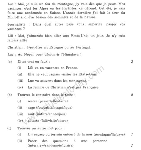 Cbse French Class 10