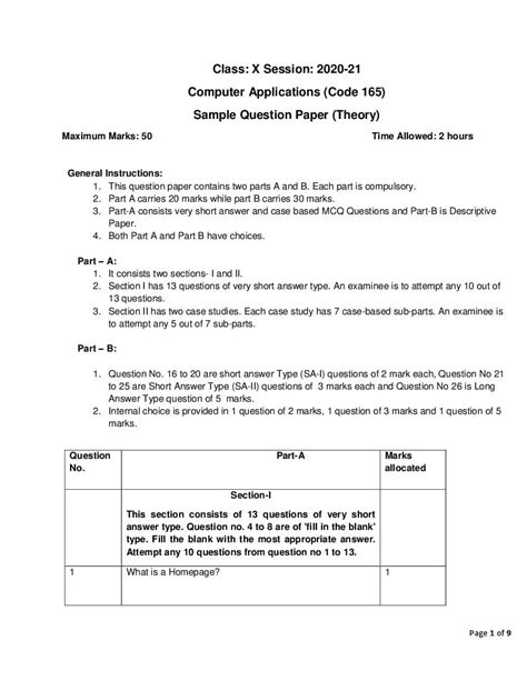 Cbse Sample Paper 2021 Class 9