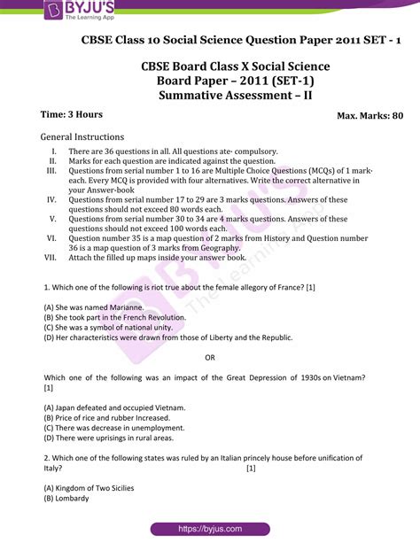 Read Online Cbse 10Th Class Question Papers 2011 