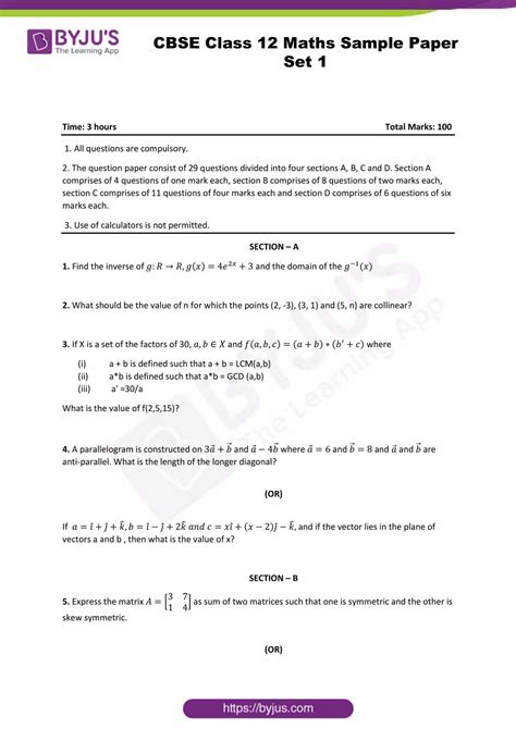 Read Online Cbse Class 12 Maths Question Paper 2012 