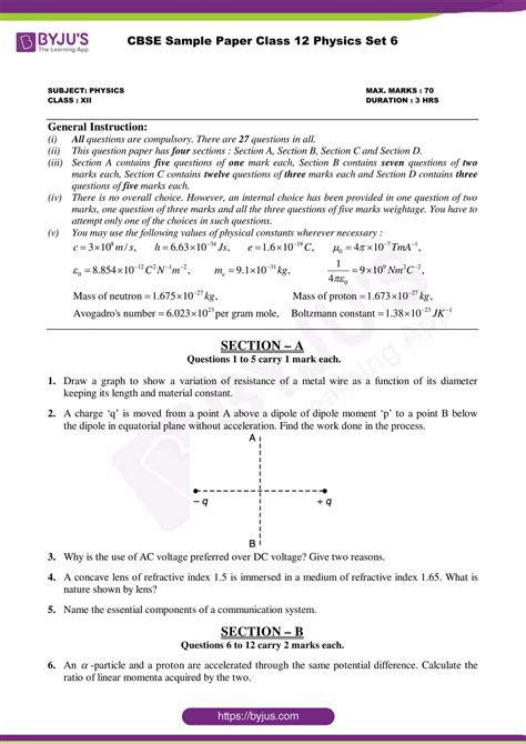 Read Cbse Sample Papers Class 12 Physics 2010 