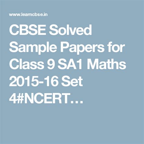 Full Download Cbse Sample Papers Class 9 Sa 1 