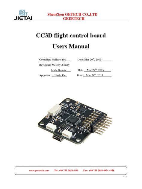 Read Online Cc3D Flight Control Board Users Manual Geeetech 