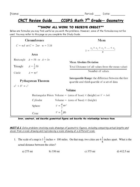 Read Online Ccgps 7Th Grade Math Crct Test Papers 