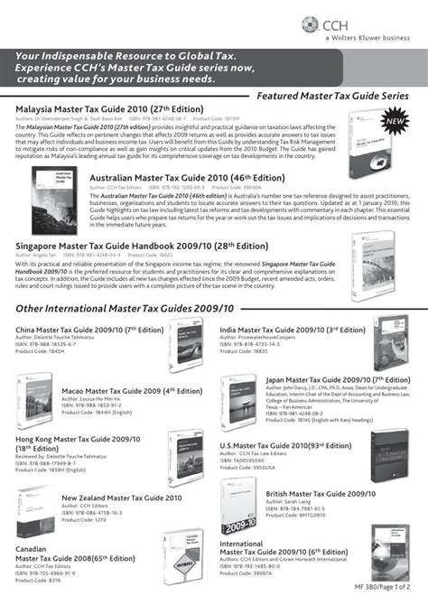 Read Cch Master Tax Guide Series 2011 