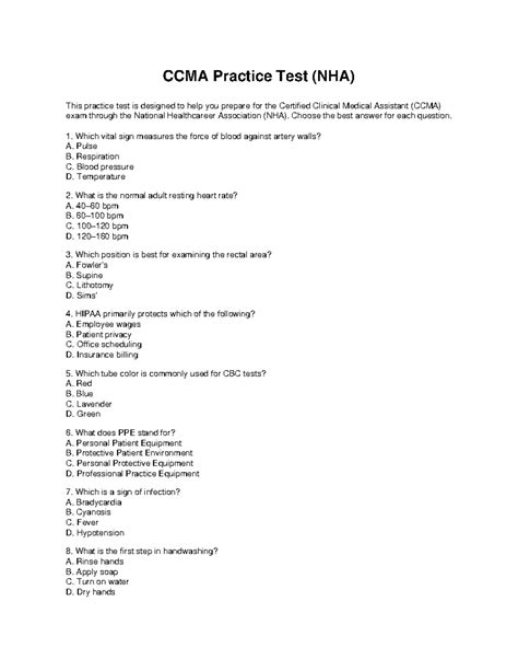 Ccma Practice Test