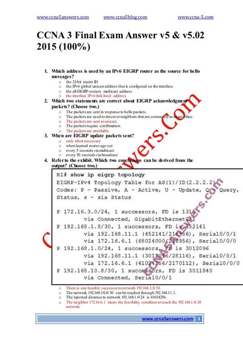 Ccna Discovery Semester 3 Final Exam 2013
