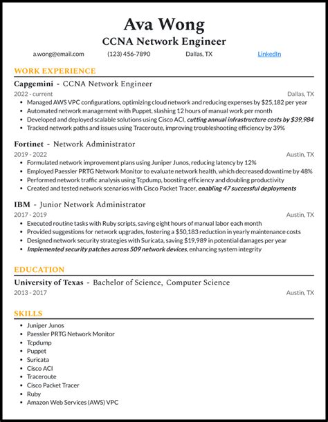Ccna Network Engineer Resume Samples