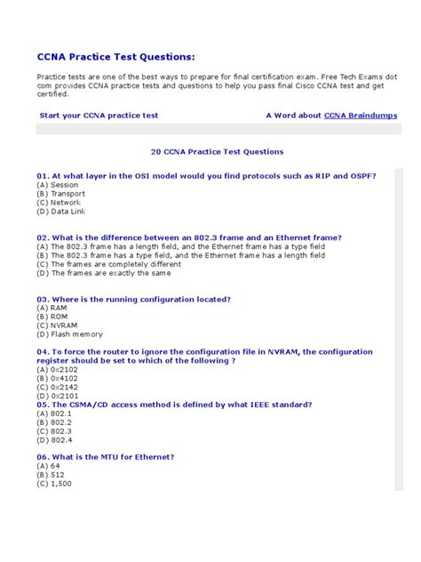 Ccna Practice Questions