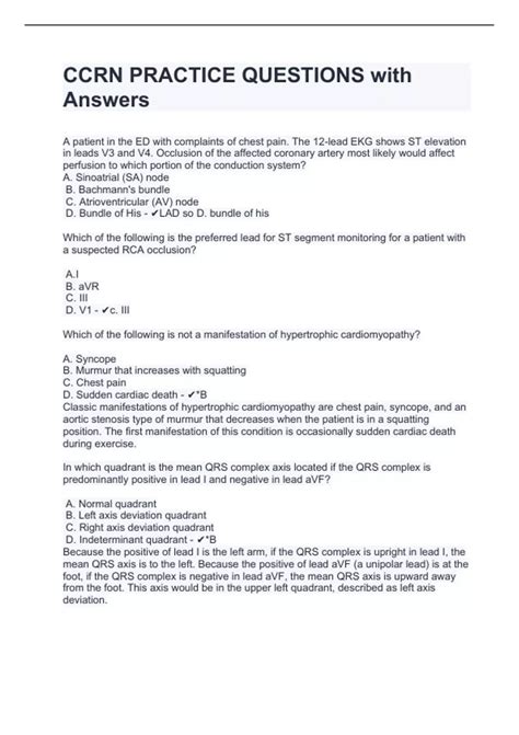 Ccrn Practice Questions
