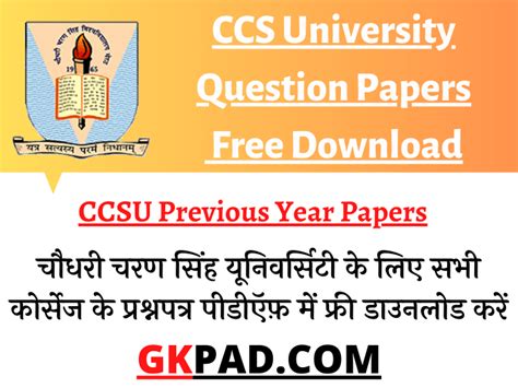 Ccsu Previous Year Question Papers