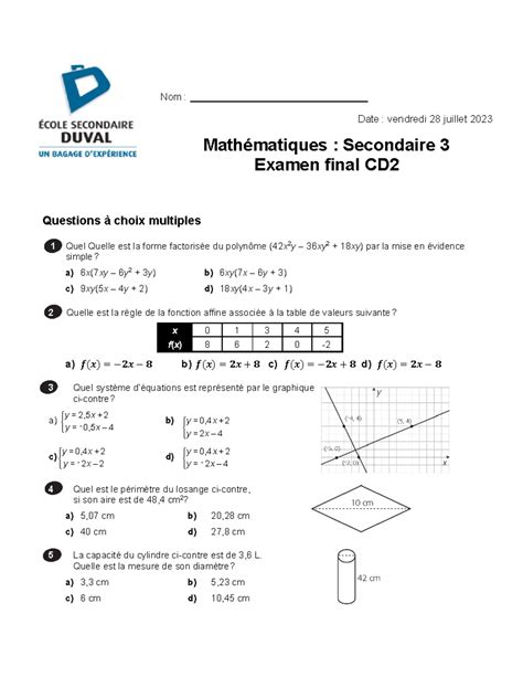 cd2 math secondaire 2