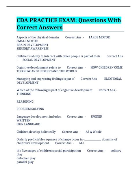 Cda Exam Sample Questions