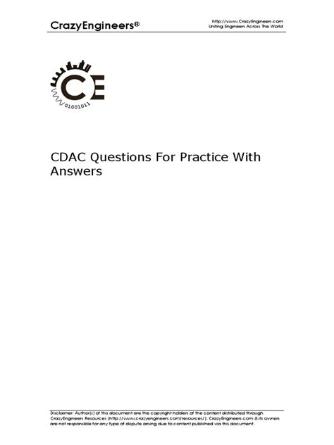 Full Download Cdac Sample Question Paper With Answers 