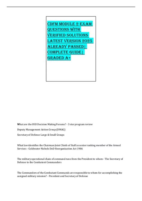 Cdfm Module 2 Study Guide