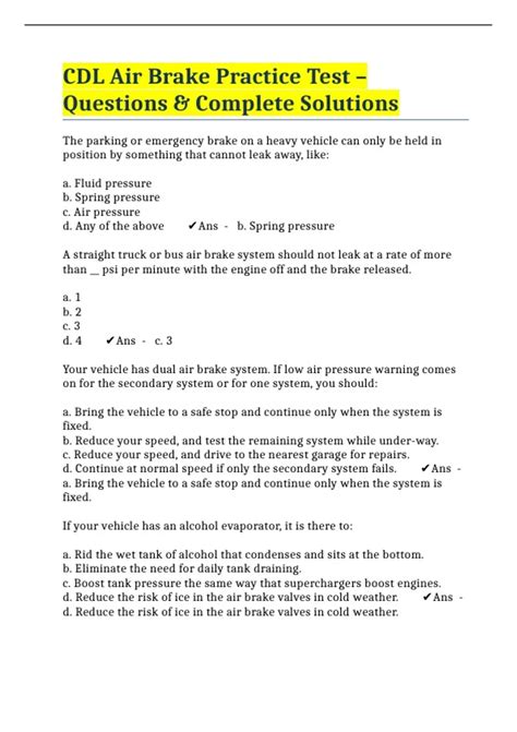 Cdl Air Brake Test