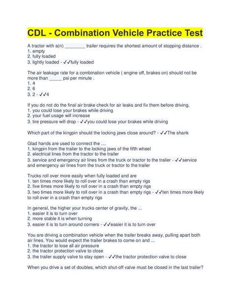 Cdl Practice Exam