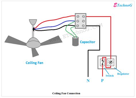 ceiling fan connection with capacitor