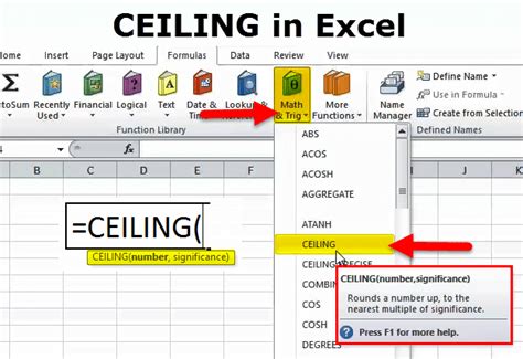ceiling formula in excel