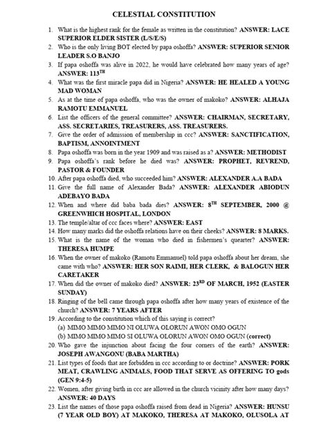 Celestial Constitution Celestial Church Of Christ