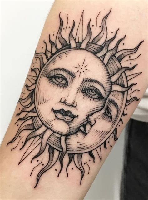 Celestial Sun And Moon Tattoos