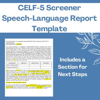 Celf 5 Sample Summary Report