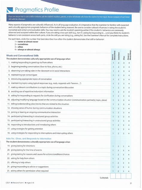 Full Download Celf Pragmatic Profile 