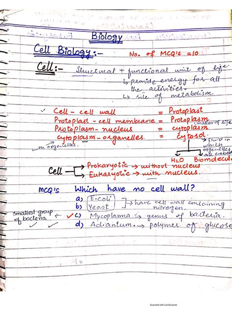 Cell Biology Pdf Notes