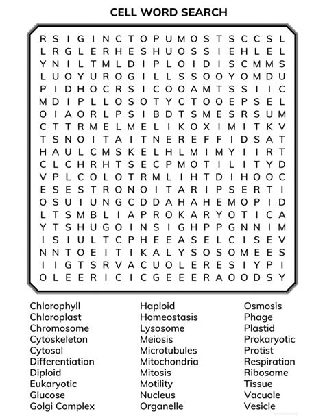 Cell Biology Word Search Science Notes And Projects Science Word Search Middle School - Science Word Search Middle School