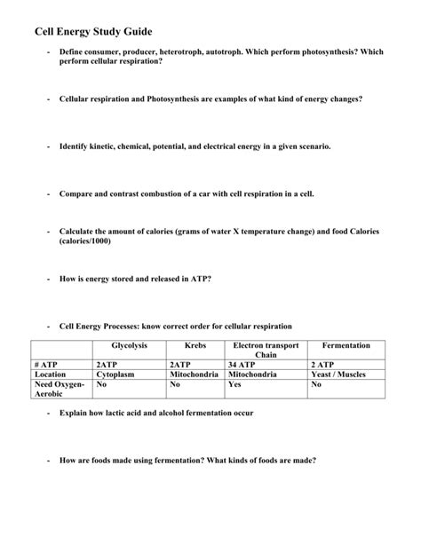 Read Cells And Energy Study Guide Answer Key 