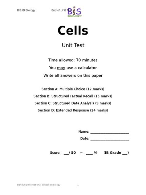 Full Download Cells Unit Test A 