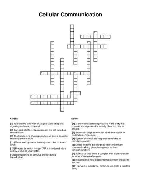 Cellular Communication Crossword Puzzle Cellular Communication Worksheet Answers - Cellular Communication Worksheet Answers