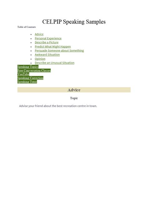 Full Download Celpip Speaking Sample 